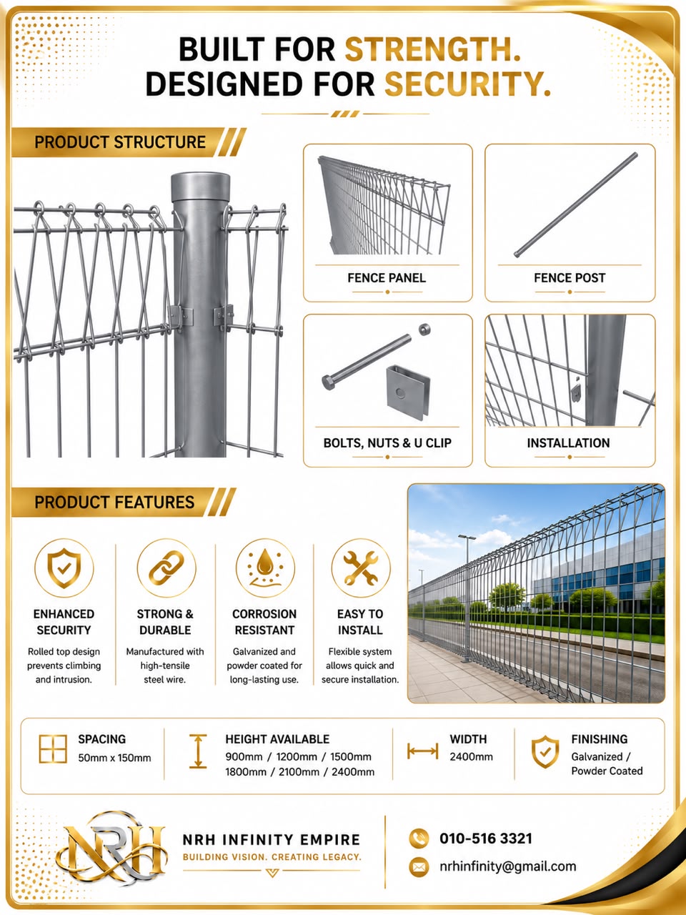 Rolled top fencing product structure and features brochure